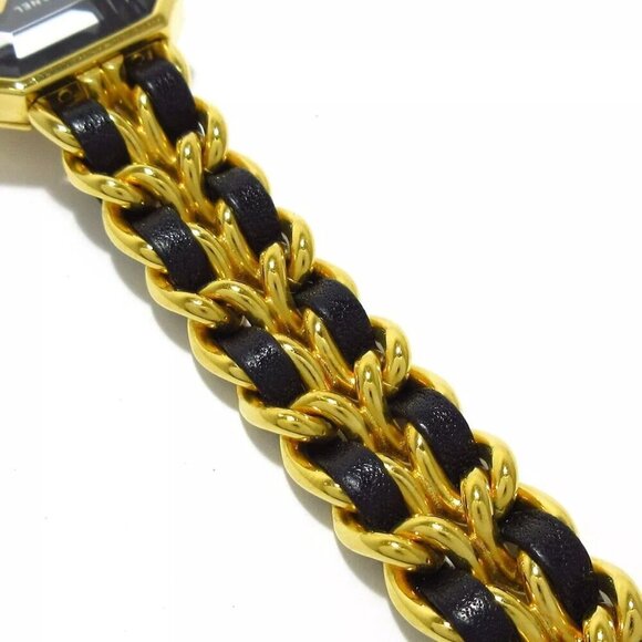 100% Authentic CHANEL Premiere Gold Black Women's Wrist Watch 1464-100524 - Picture 7 of 12